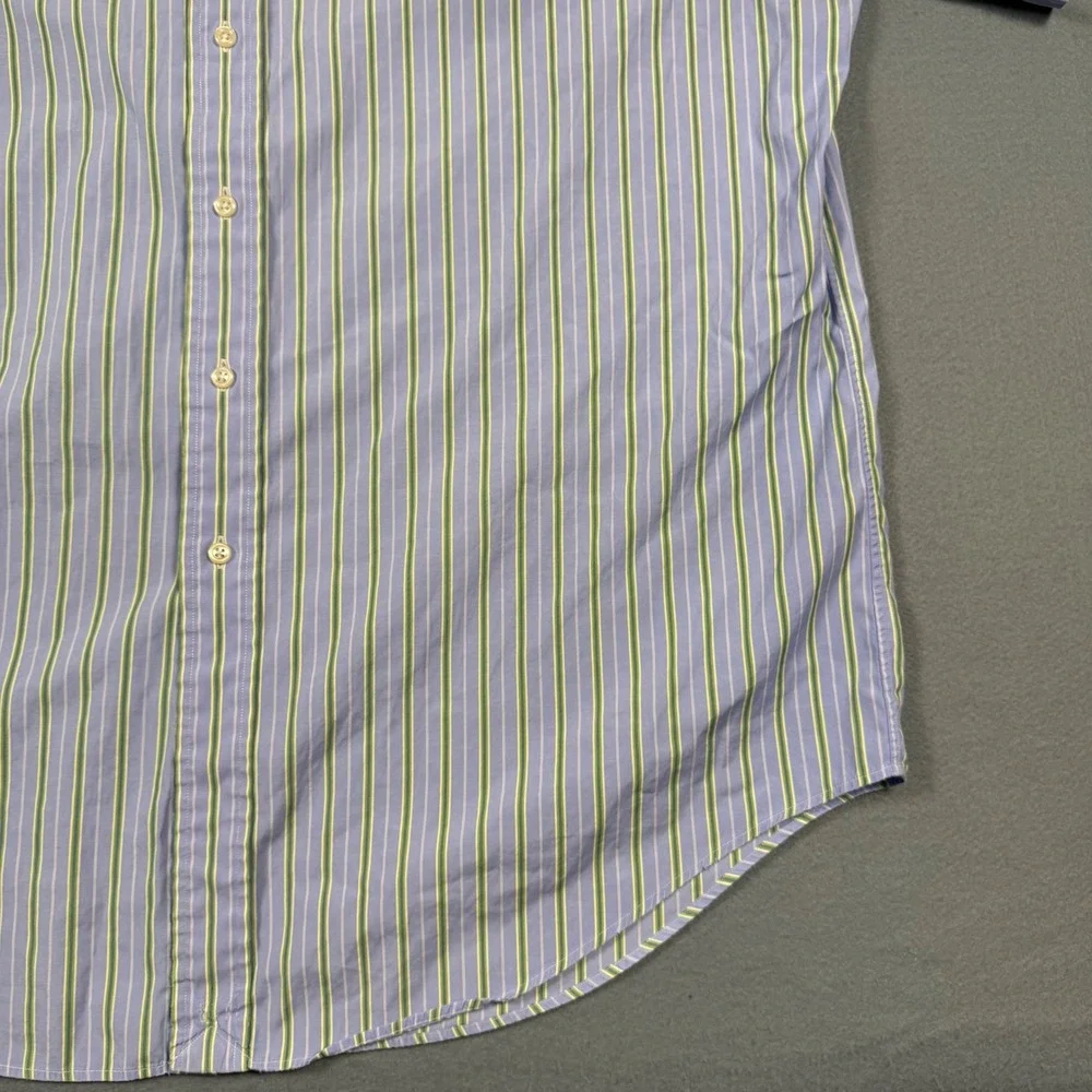 Ralph Lauren Classic Fit Striped Short Sleeve Button Down Shirt Blue Green XL
